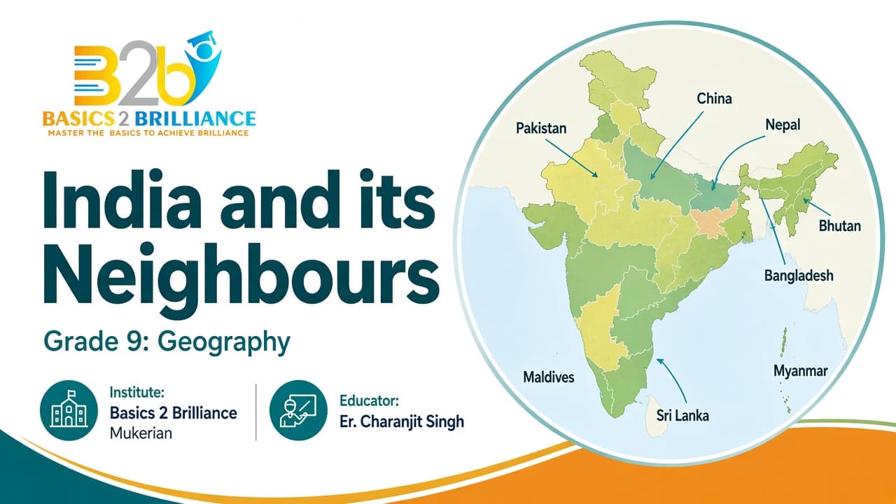 Grade 9 Geography · Ch 1 India — Size and Location: India and its Neighbours