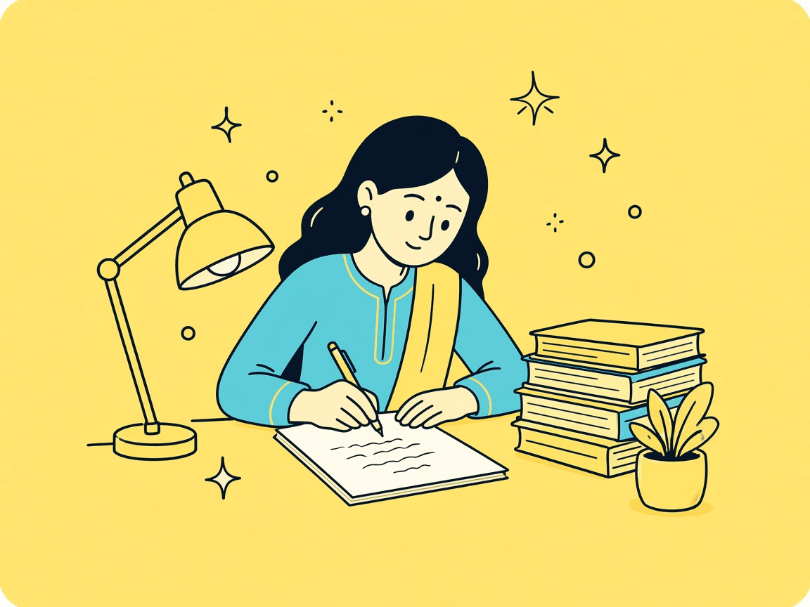 Small team writing exam notes